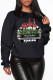 Black Street Party Print Patchwork O Neck Tops