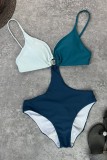 Multicolor Sexy Solid Patchwork Backless Contrast Swimwears (With Paddings)