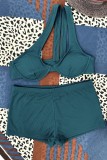 Ink Green Sexy Solid Backless Swimwears (With Paddings)