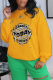 Yellow Street Print Patchwork O Neck Tops