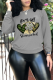 Grey Casual Street Print Letter O Neck Tops