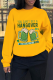 Yellow Daily Party Print Patchwork Letter O Neck Tops