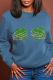 Blue Casual Street Print Patchwork O Neck Tops