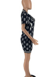 Red Casual Print Embroidered Patchwork Buckle One Step Skirt Dresses