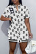 White Casual Print Embroidered Patchwork Buckle One Step Skirt Dresses