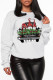 White Street Party Print Patchwork O Neck Tops