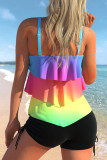 Colour Casual Print Backless Swimwears (With Paddings)