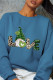 Blue Casual Party Print Patchwork O Neck Tops