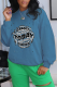 Blue Street Print Patchwork O Neck Tops
