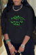 Black Street Lips Printed Patchwork O Neck Tops