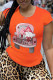 Orange Street Vintage Print Patchwork O Neck T-Shirts