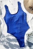 Royal Blue Sexy Solid Bandage Backless Swimwears (With Paddings)