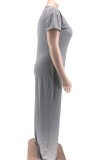 Pink Casual Solid Patchwork O Neck Regular Jumpsuits