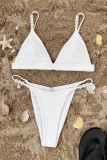 White Sexy Solid Backless Swimwears (With Paddings)