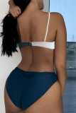 Multicolor Sexy Solid Patchwork Backless Contrast Swimwears (With Paddings)