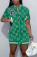 Green Casual Print Embroidered Patchwork Buckle One Step Skirt Dresses