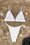 White Sexy Solid Backless Swimwears (With Paddings)