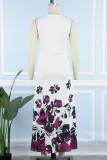 Pink Sweet Elegant Print Patchwork O Neck A Line Dresses