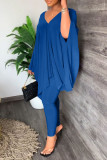 Purple Casual Solid Patchwork V Neck Long Sleeve Two Pieces