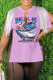 Light Purple Casual Print Tassel Patchwork Slit V Neck T-Shirts