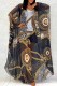 Black Gold Elegant Print Patchwork O Neck Irregular Dress Dresses