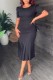 Black Casual Solid Basic O Neck Short Sleeve Dress