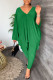 Green Casual Solid Patchwork V Neck Long Sleeve Two Pieces