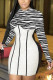Zebra Sexy Patchwork Print O Neck Wrapped Skirt Dresses