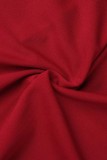 Red Sexy Solid Bandage Patchwork Backless Halter Long Dress Dresses