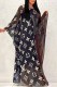 Black Elegant Print Letter O Neck Irregular Dress Dresses