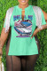 Light Green Casual Print Tassel Patchwork Slit V Neck T-Shirts