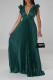 Green Sexy Solid Patchwork Backless Fold V Neck Straight Dresses