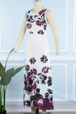 Pink Sweet Elegant Print Patchwork O Neck A Line Dresses