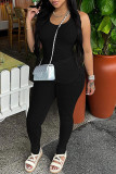 Pink Casual Solid Basic O Neck Sleeveless Two Pieces
