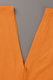 Blue Casual Solid Patchwork V Neck Long Sleeve Two Pieces