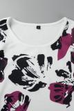 Pink Sweet Elegant Print Patchwork O Neck A Line Dresses