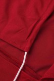 Red Sexy Solid Bandage Patchwork Backless Halter Long Dress Dresses