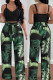 Green Sexy Print Patchwork Spaghetti Strap Sleeveless Two Pieces