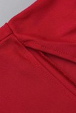 Red Sexy Solid Bandage Patchwork Backless Halter Long Dress Dresses