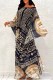 Black Elegant Print Patchwork O Neck Irregular Dress Dresses