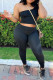 Black Casual Sportswear Solid Patchwork Oblique Collar Sleeveless Two Pieces