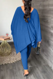 Purple Casual Solid Patchwork V Neck Long Sleeve Two Pieces