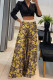 Yellow Casual Print Patchwork Turndown Collar Long Sleeve Two Pieces