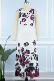 Pink Sweet Elegant Print Patchwork O Neck A Line Dresses