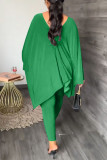Purple Casual Solid Patchwork V Neck Long Sleeve Two Pieces
