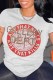 White Casual Print Letter O Neck T-Shirts