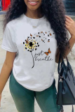 White Street Butterfly Print Patchwork O Neck T-Shirts