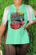 Light Green Casual Print Tassel Patchwork V Neck T-Shirts