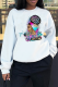 White Street Vintage Print Patchwork O Neck Tops
