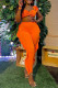 Orange Sexy Solid Patchwork Flounce Asymmetrical Collar Sleeveless Two Pieces
